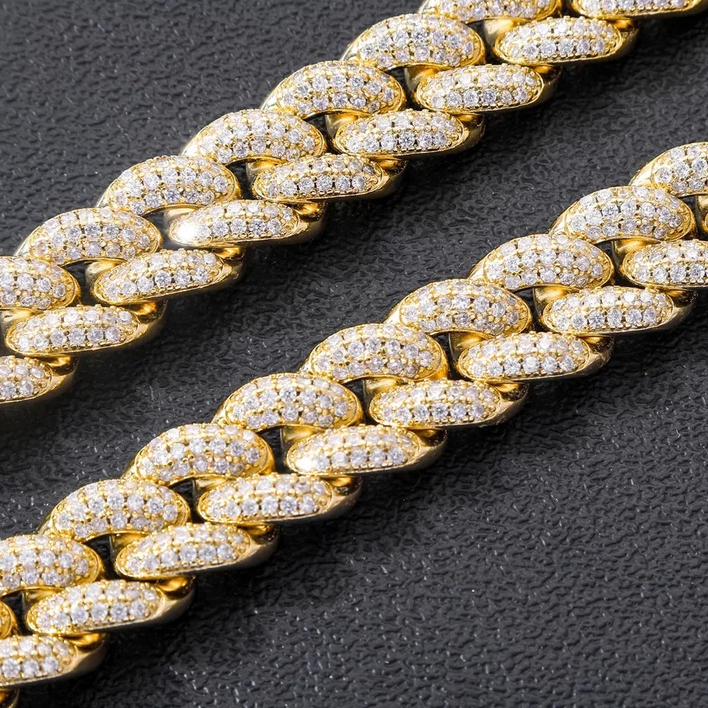 Luxury 20MM Cuban Link Chain & Bracelet | VVS Moissanite in 925 Sterling Silver Hip Hop Jewelry