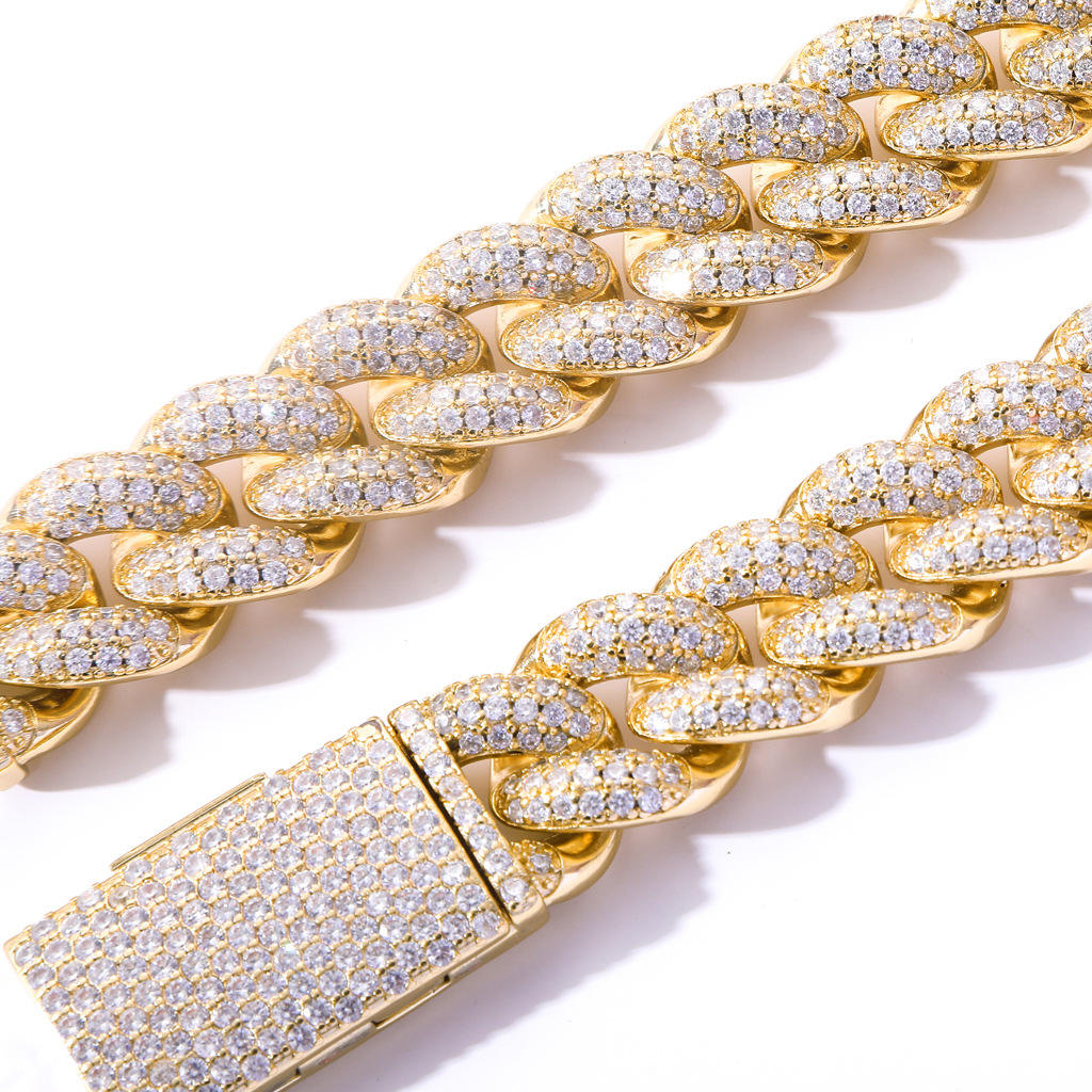 Luxury 20MM Cuban Link Chain & Bracelet | VVS Moissanite in 925 Sterling Silver Hip Hop Jewelry