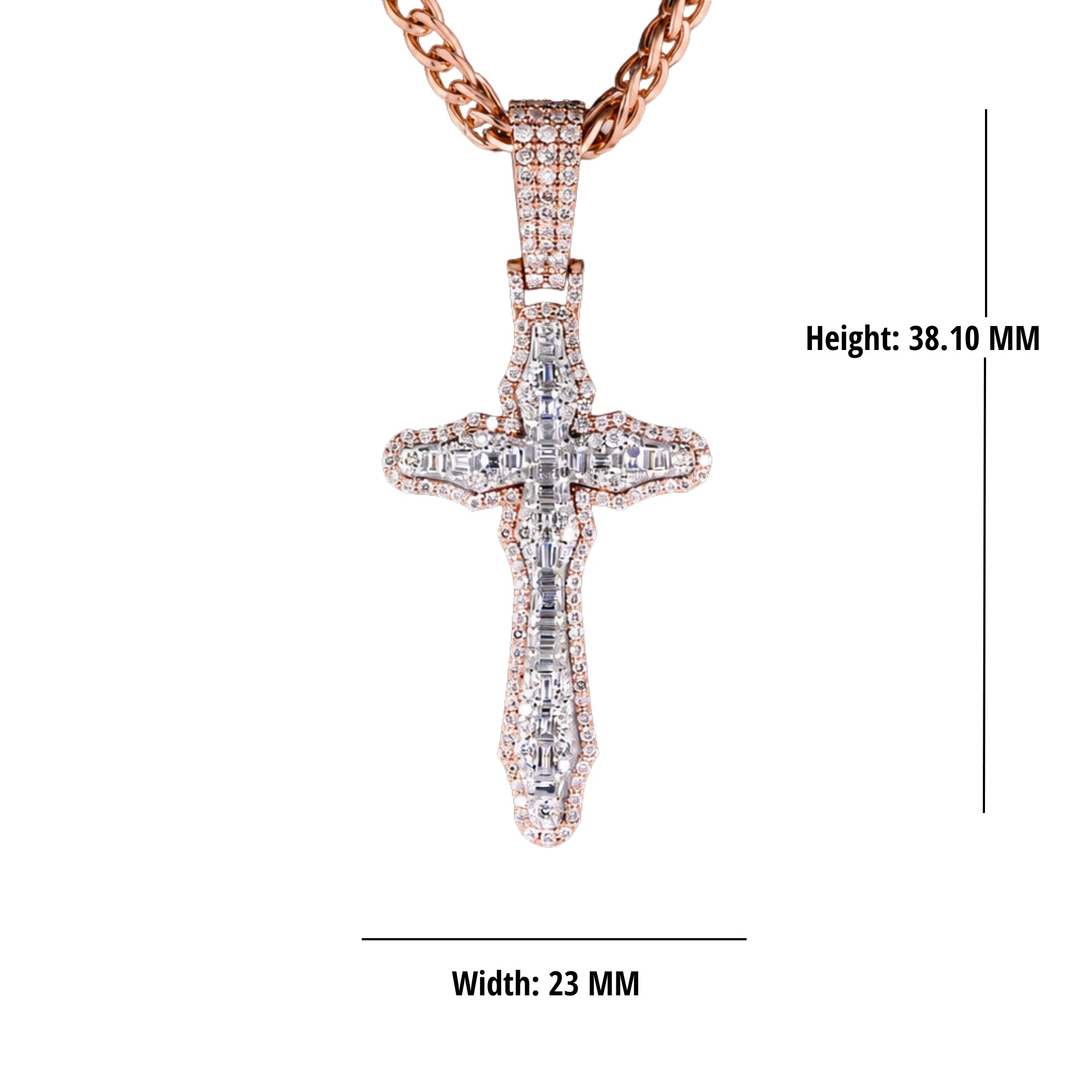 Iced Out Baguette Cross Pendant 925 Sterling Silver Hip Hop Pendant