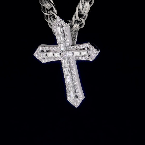 Luxury Iced Cross Pendant 925 Sterling Silver Hip Hop Moissanite Pendant