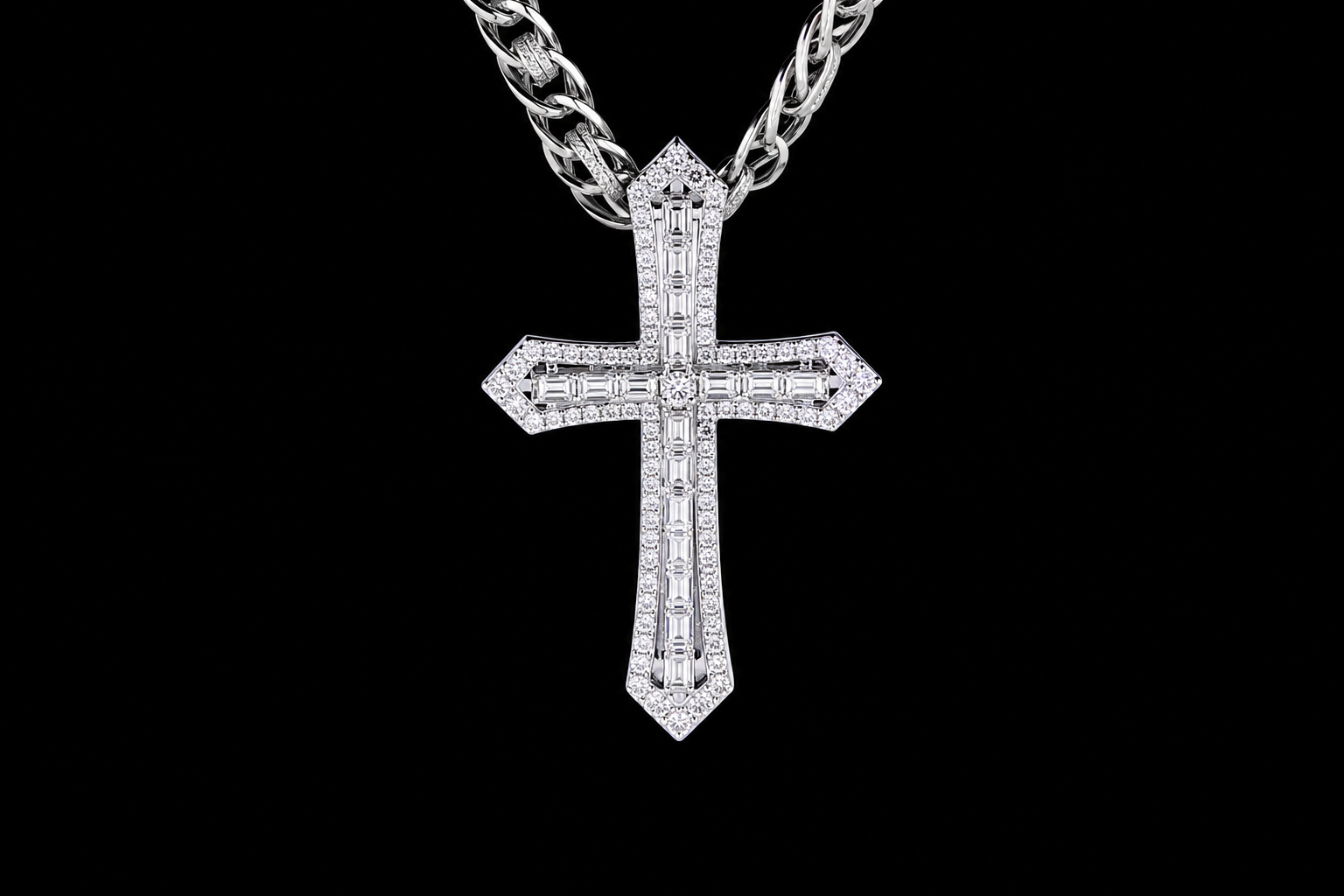 Luxury Iced Cross Pendant 925 Sterling Silver Hip Hop Moissanite Pendant