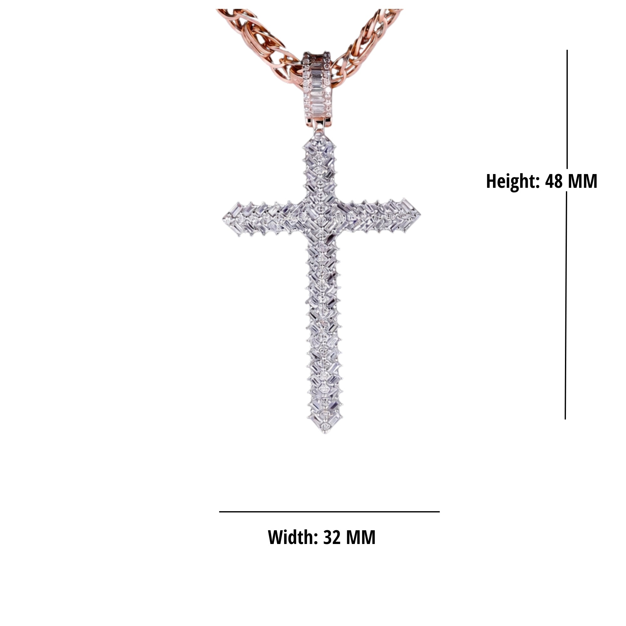 Hip Hop Cross Pendant 925 Sterling Silver Lab & Moissanite Diamonds Pendat