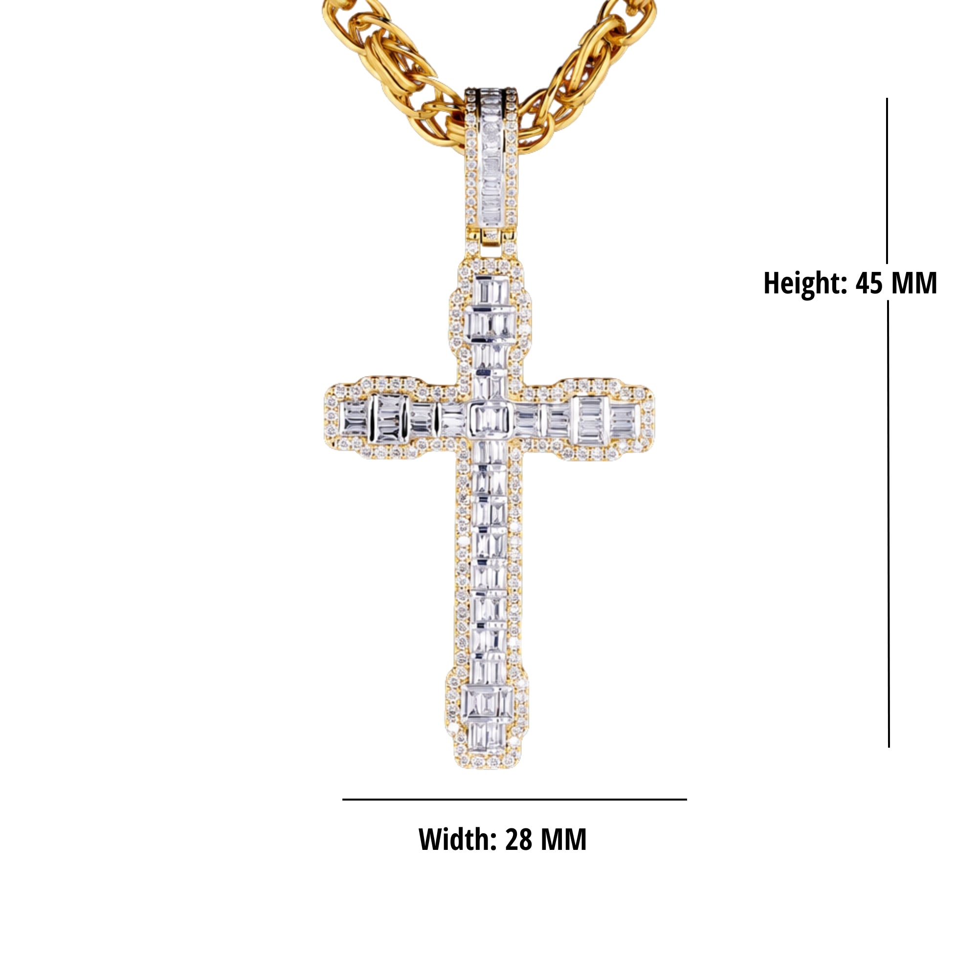 Designer Cross Pendant 925 Sterling Silver Yellow Gold Finish Hip Hop Pendant