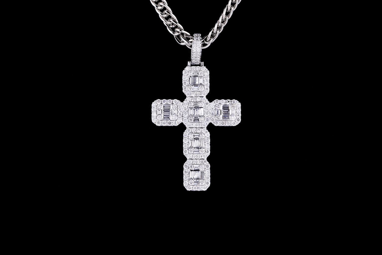 Iced Out Cross Pendant 925 Sterling Silver Hip Hop Pendant