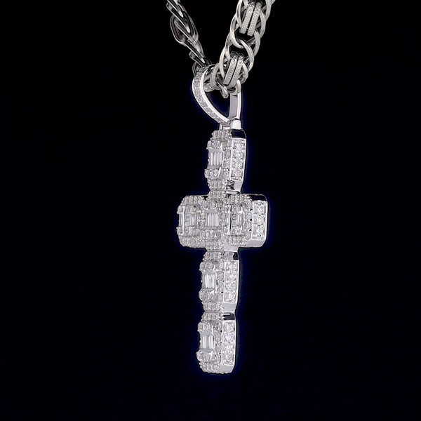 Iced Out Cross Pendant 925 Sterling Silver Hip Hop Pendant