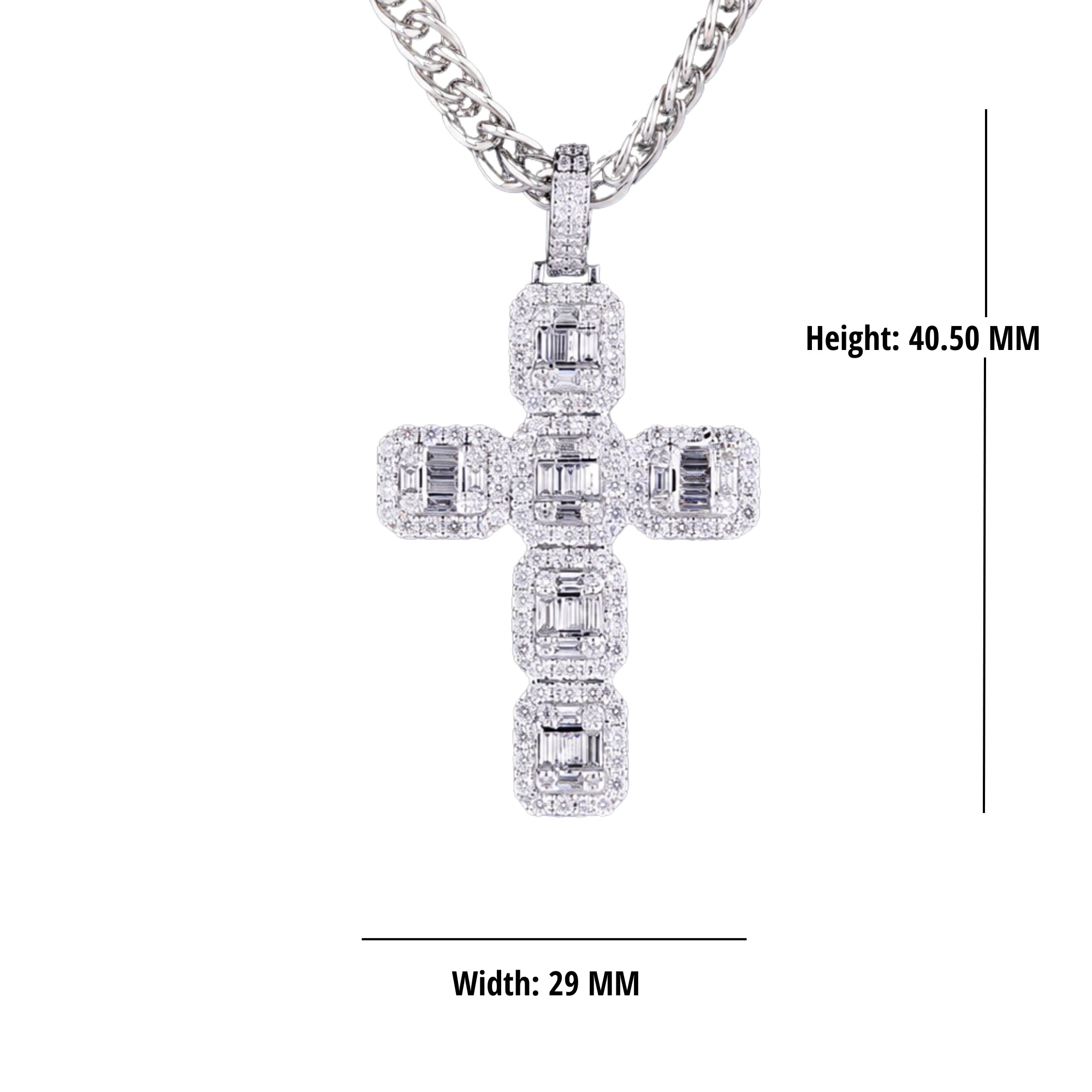 Iced Out Cross Pendant 925 Sterling Silver Hip Hop Pendant