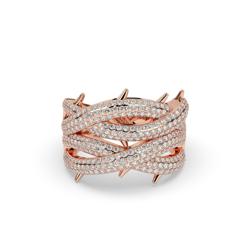 Luxury Thorn Moissanite Ring 925 Sterling Silver Rose Gold