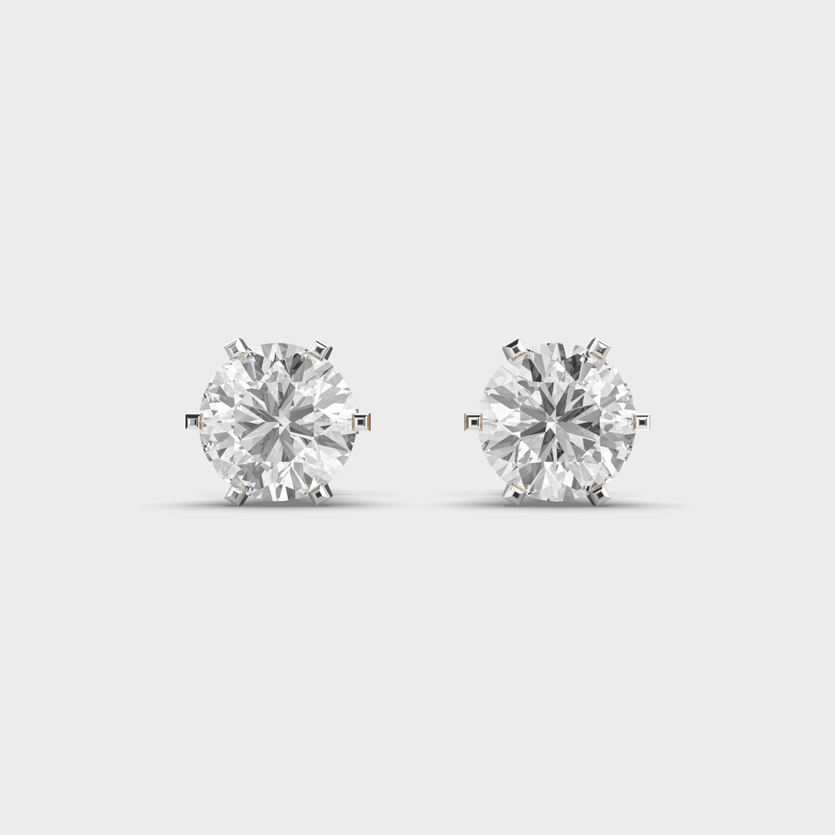 1 CTW Round Lab Diamond Solitaire Stud Earrings in 14K White Gold | Push Back