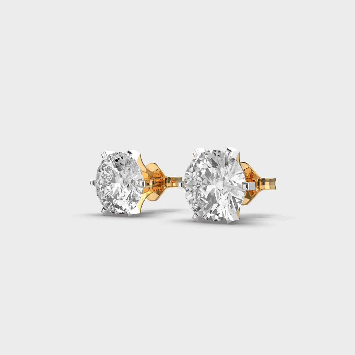 1 CTW Round Lab Diamond Solitaire Stud Earrings in 14K White Gold | Push Back