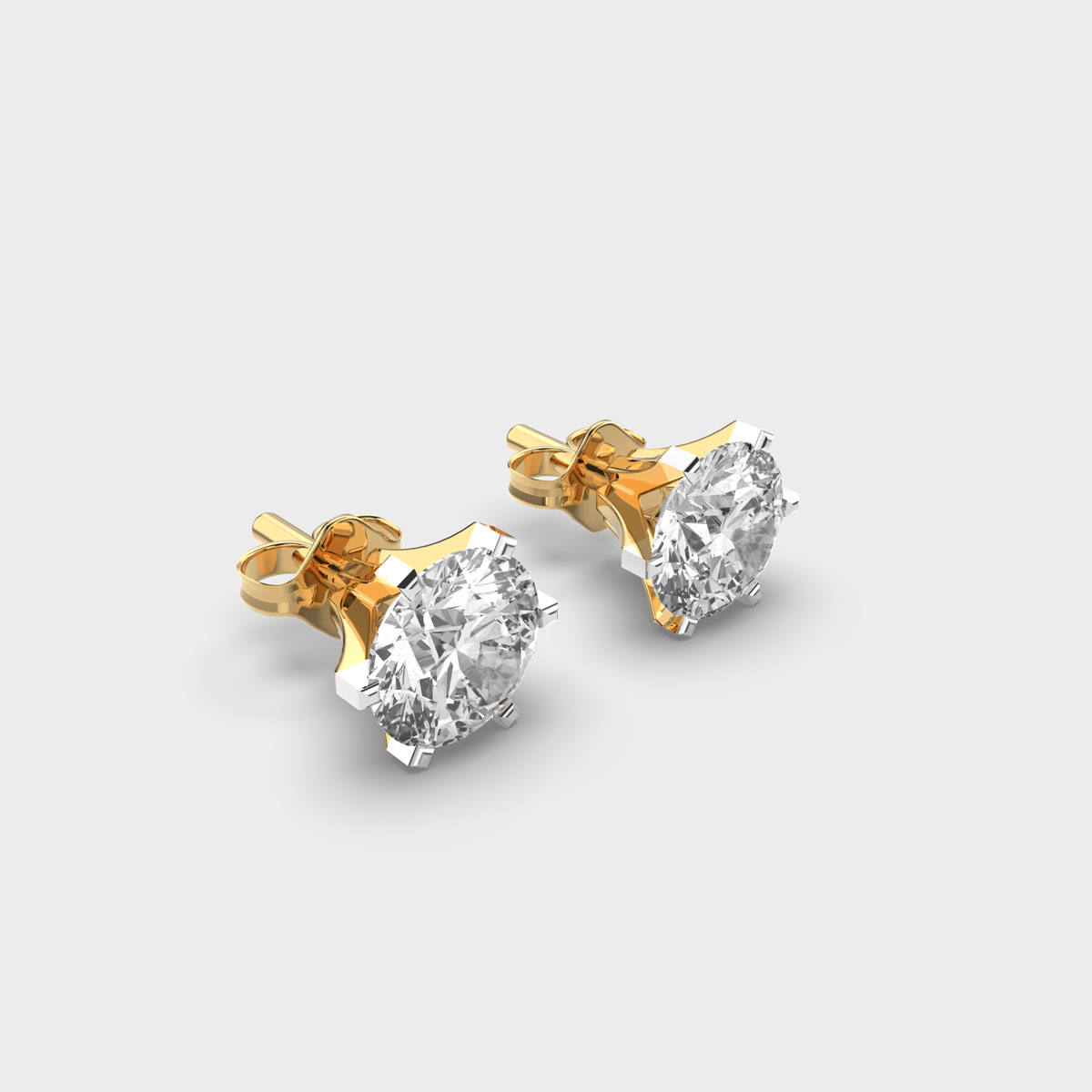 1 CTW Round Lab Diamond Solitaire Stud Earrings in 14K White Gold | Push Back