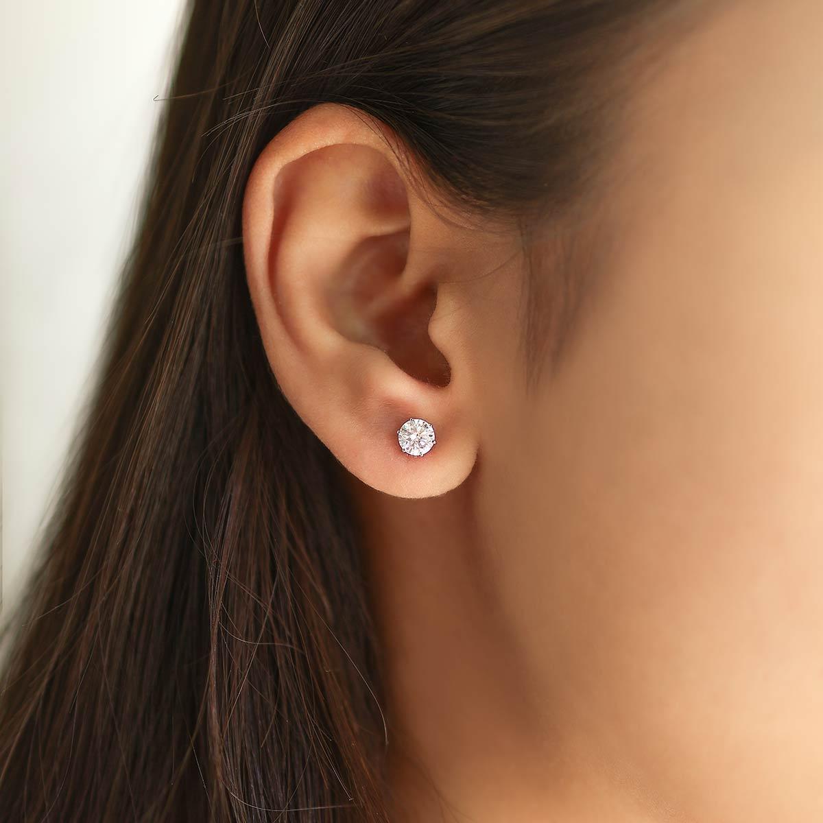 1 CTW Round Lab Diamond Solitaire Stud Earrings in 14K White Gold | Push Back