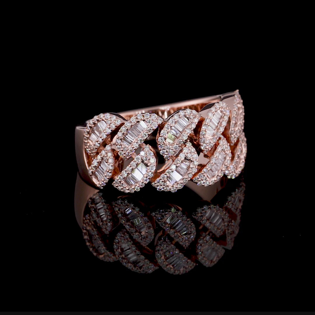 Luxury Cuban Link Ring 925 Sterling Silver Moissanite Hip Hop Style