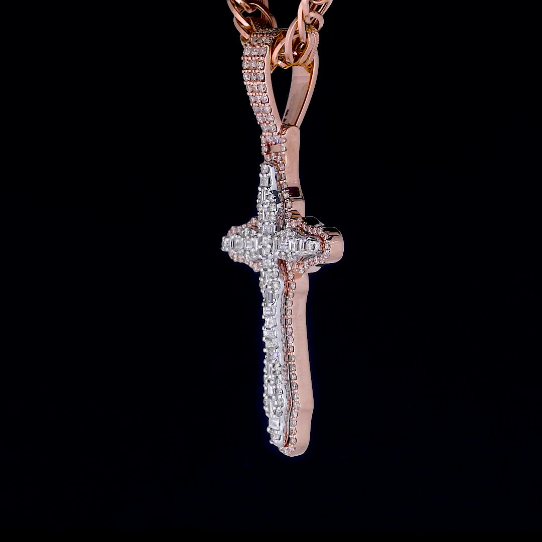 Iced Out Baguette Cross Pendant 925 Sterling Silver Hip Hop Pendant