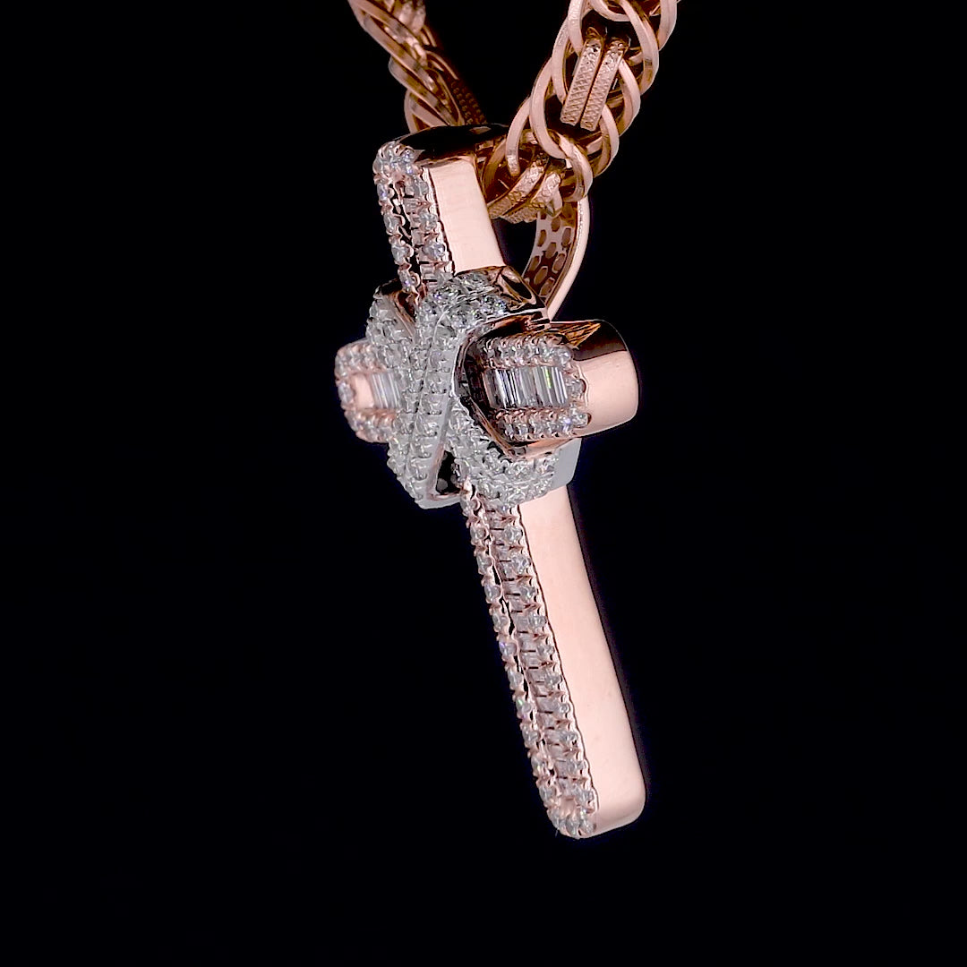 Modern Iced Knot Cross Pendant 925 Sterling Silver Moissanite Pendant