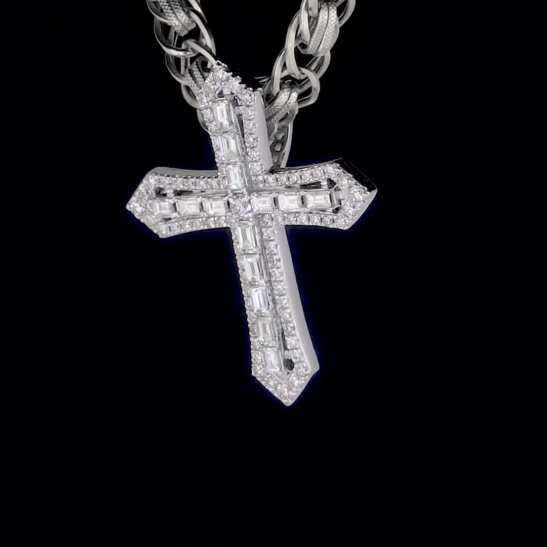Luxury Iced Cross Pendant 925 Sterling Silver Hip Hop Moissanite Pendant