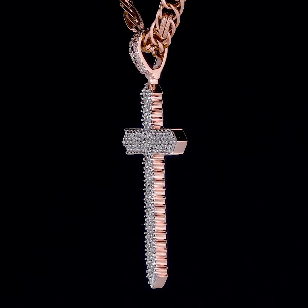 Hip Hop Cross Pendant 925 Sterling Silver Lab & Moissanite Diamonds Pendat